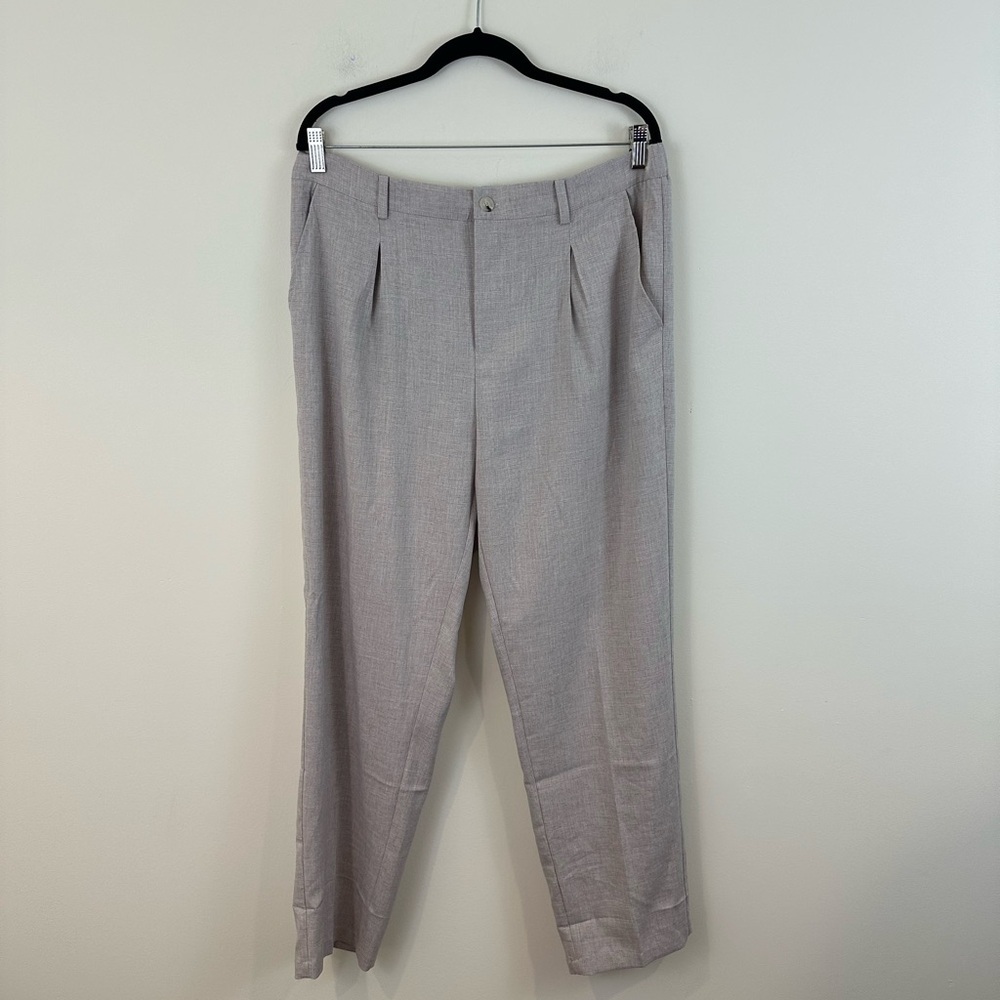 Runcati Men's Light Khaki Dress Pants Classic Tailored Fit Elastic Waist XL NWT